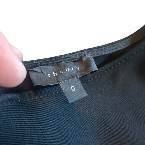 Theory Black Sheath Dress Long Sleeve w/ Zip High Neck Stretch Size 0 Women's - Picture 12 of 12